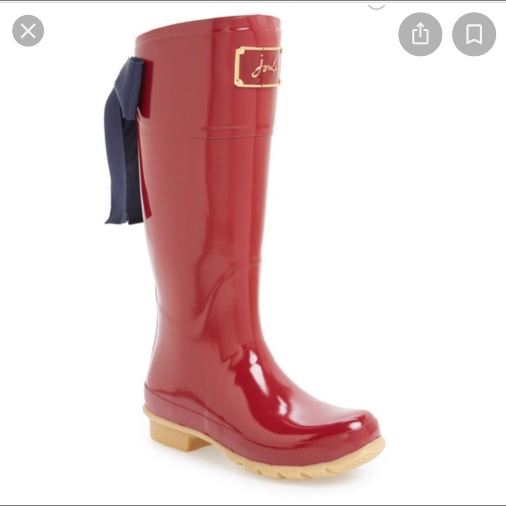 Joules red rain boots